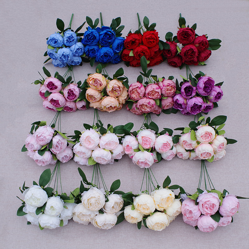 7 Heads Simple Artificial Peony Bunch Wedding Bouquet