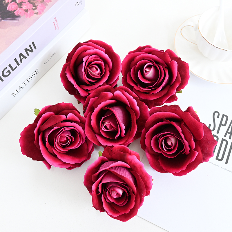 3.94"/10cm Popular Wedding Artificial Velvet Roses Flowers