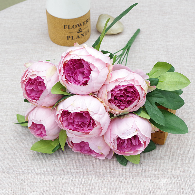 7 Heads Simple Artificial Peony Bunch Wedding Bouquet
