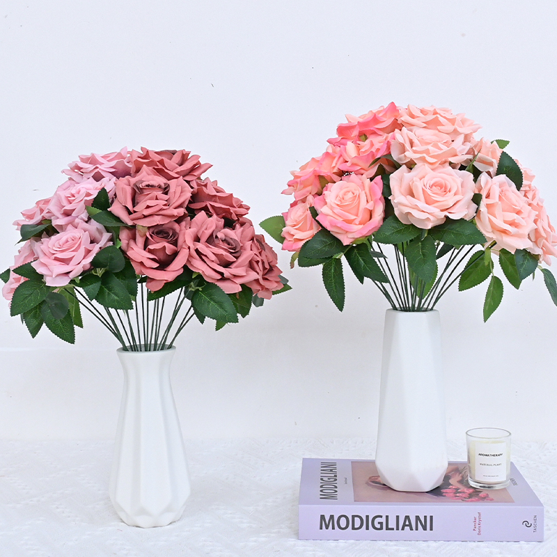 9 Heads Artificial Rose Bunch