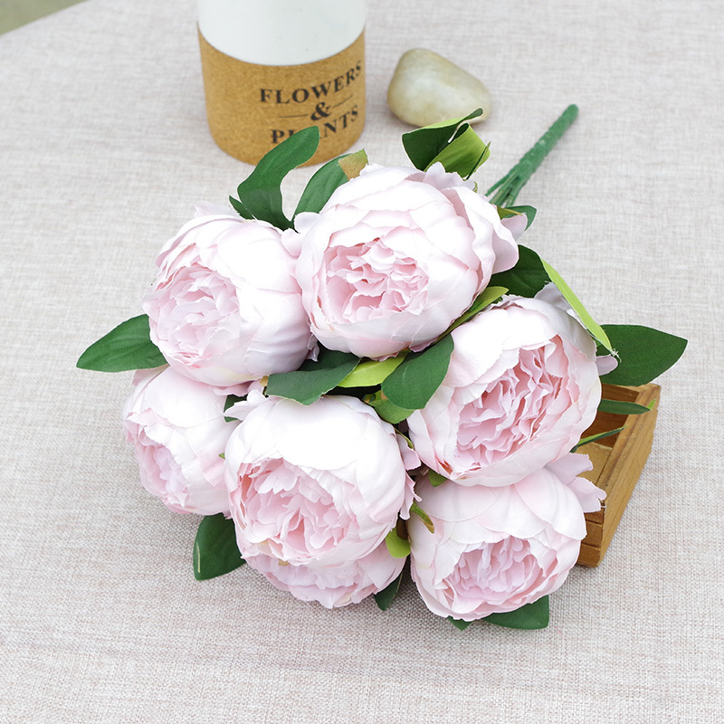 7 Heads Simple Artificial Peony Bunch Wedding Bouquet