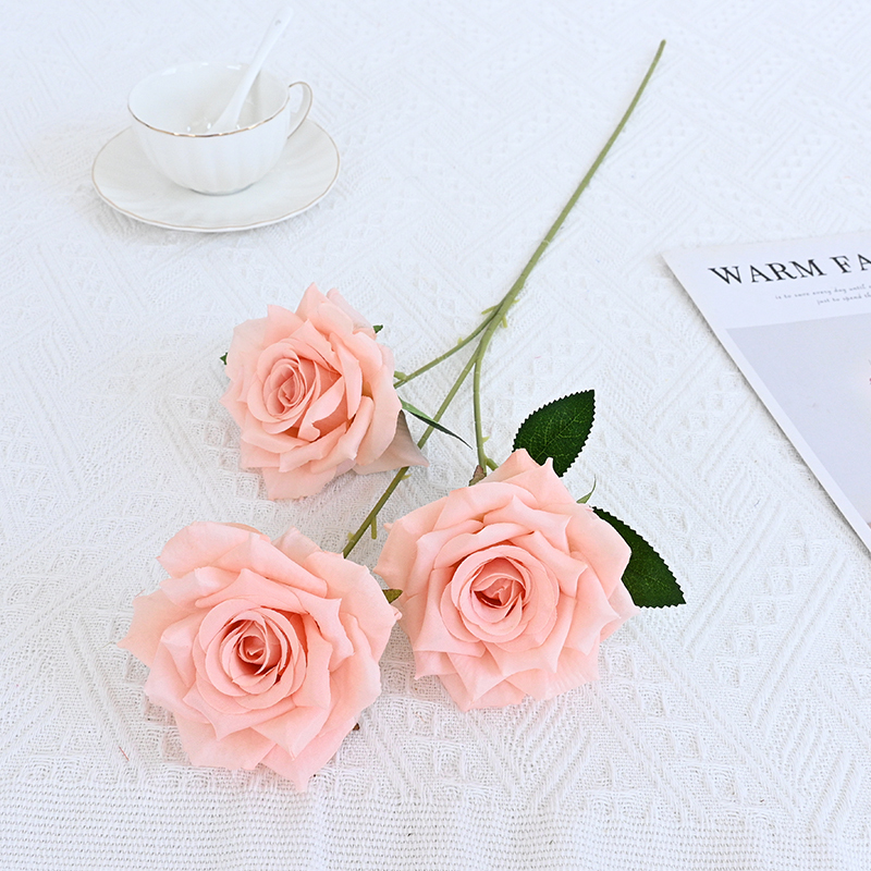 Silk Rose Spray With Three Flower Heads