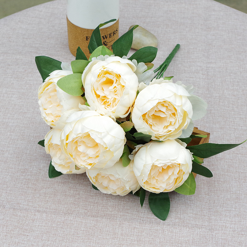 7 Heads Simple Artificial Peony Bunch Wedding Bouquet