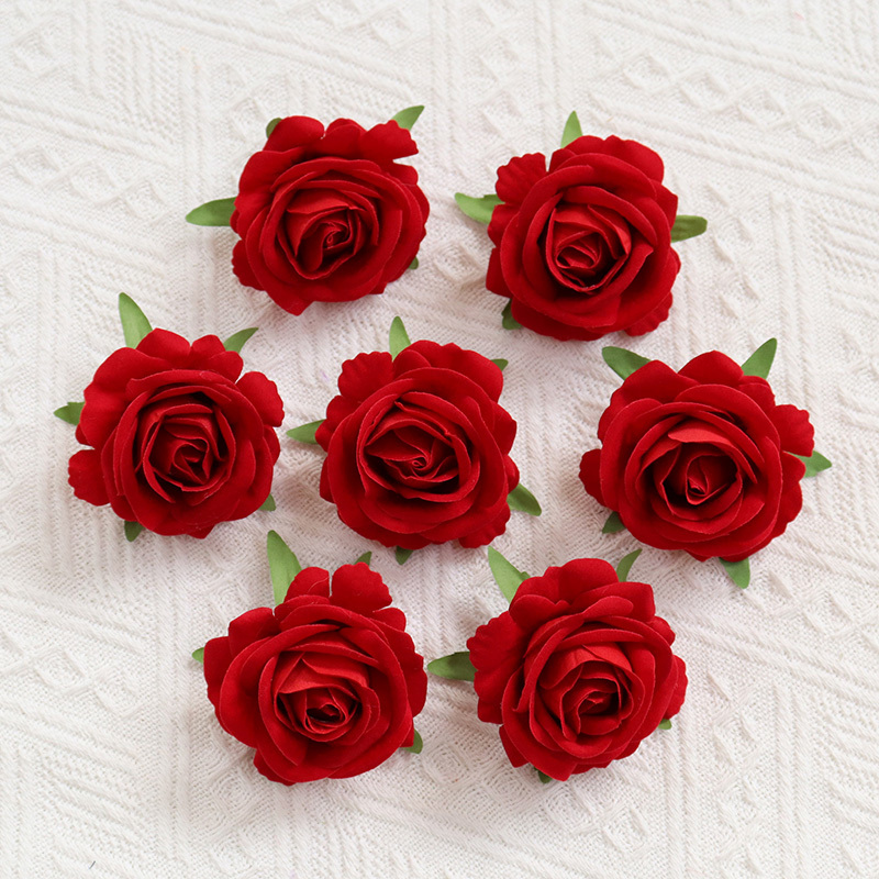 2.36"/6cm  Artificial Velvet Roses Flowers Head For Wedding Decoration