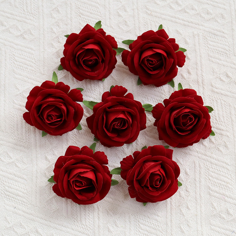 2.36"/6cm  Artificial Velvet Roses Flowers Head For Wedding Decoration