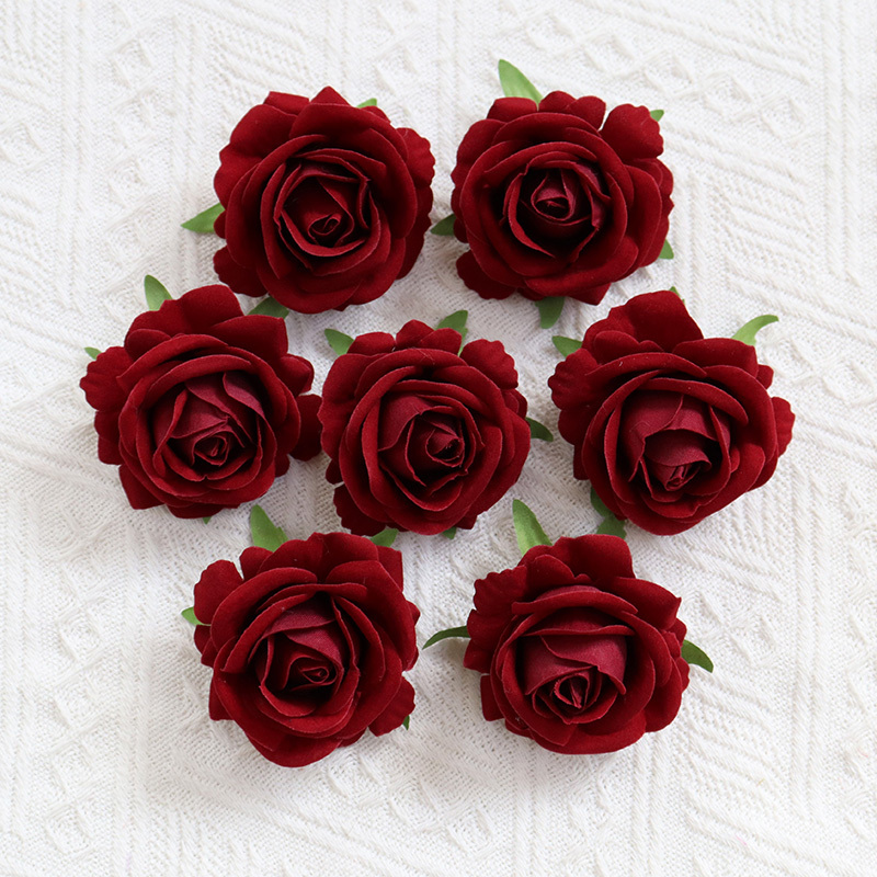 2.36"/6cm  Artificial Velvet Roses Flowers Head For Wedding Decoration