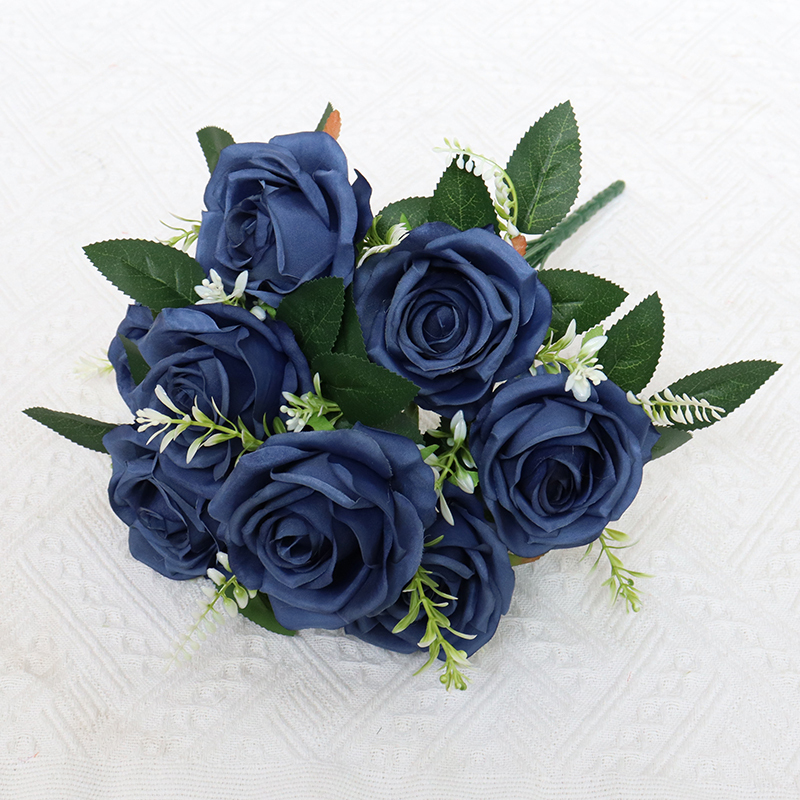 Artificial Flower 9 Heads Silk Flower Rose bunch for Party Decoration
