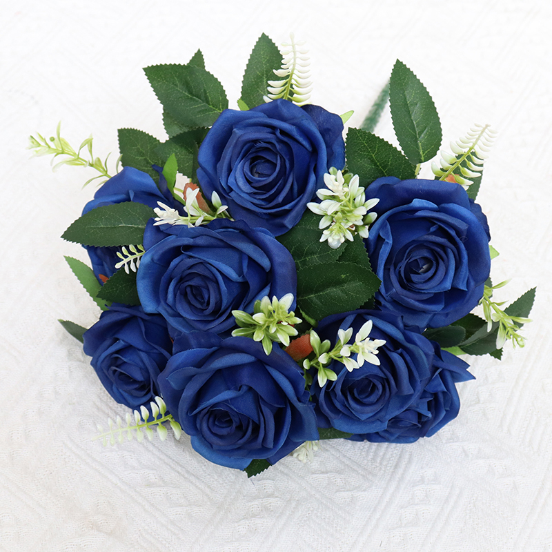 Artificial Flower 9 Heads Silk Flower Rose bunch for Party Decoration