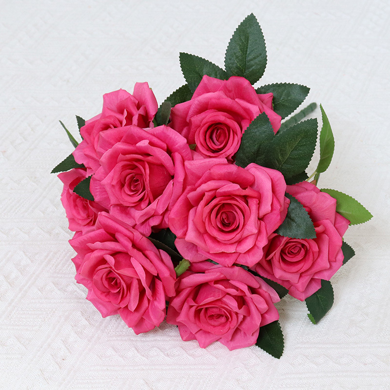 9 Heads Artificial Rose Bunch