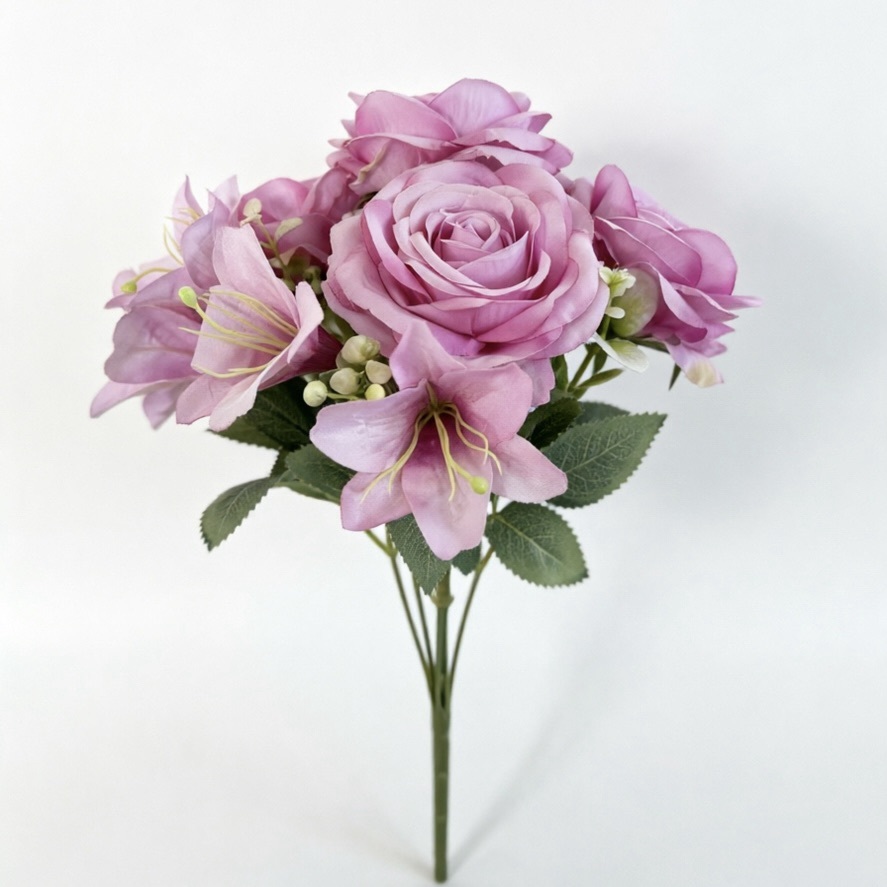 15.7"/40cm-  7branches Rose mixed with Orchid.