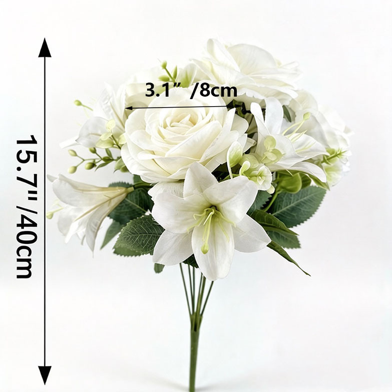 15.7"/40cm-  7branches Rose mixed with Orchid.