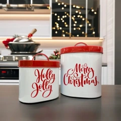 万圣节金属饼干罐圣诞快乐圣诞糖果罐储物罐圣诞派对罐套装节日糖果盒