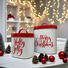 万圣节金属饼干罐圣诞快乐圣诞糖果罐储物罐圣诞派对罐套装节日糖果盒