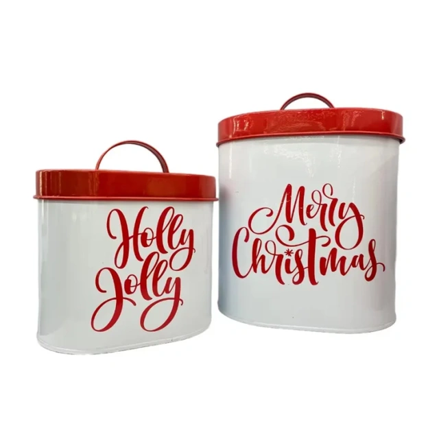 万圣节金属饼干罐圣诞快乐圣诞糖果罐储物罐圣诞派对罐套装节日糖果盒
