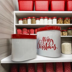 万圣节金属饼干罐圣诞快乐圣诞糖果罐储物罐圣诞派对罐套装节日糖果盒