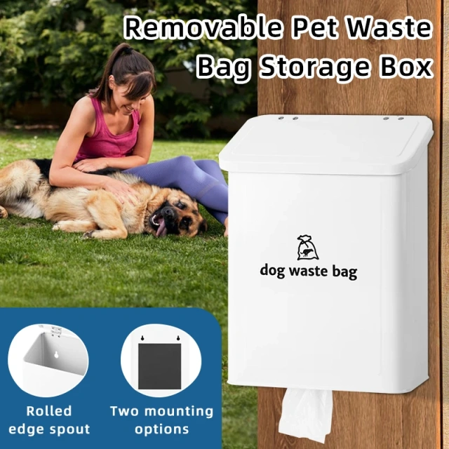 Magnetic Flip-Cover Pet Waste Bag Dispenser, Heavy Iron Dog Poop Bag Holder Box for Wall or Countertop, Classic Organizer for Cat Bags