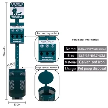 New Style Public Place Pet Toilet Galvanized Metal Storage Buckets Dog Poop Storage Trash Can Pet Waste Station