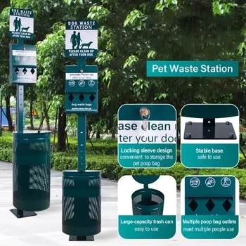 New Style Public Place Pet Toilet Galvanized Metal Storage Buckets Dog Poop Storage Trash Can Pet Waste Station