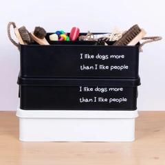 Family Organized Toy Box Black White Metal Storage Container the Dog Toy Storage Box with Lid