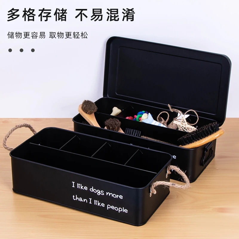 Family Organized Toy Box Black White Metal Storage Container the Dog Toy Storage Box with Lid