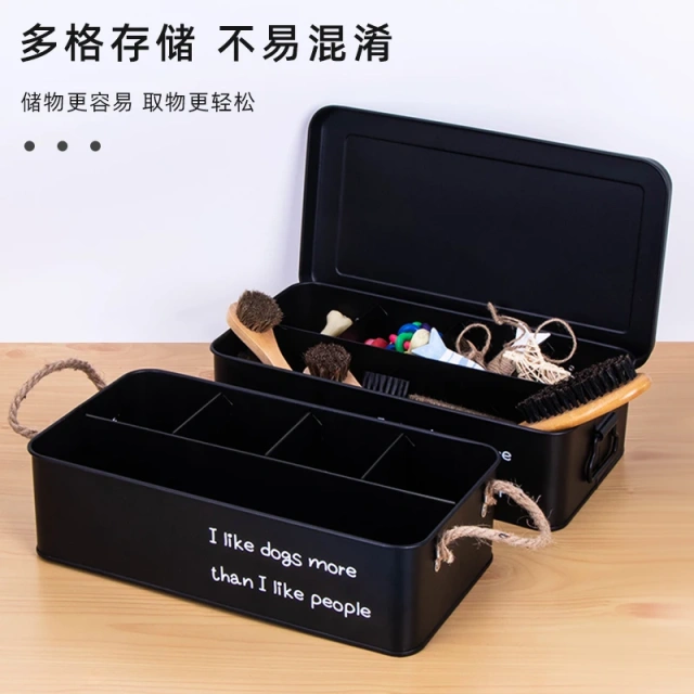 Family Organized Toy Box Black White Metal Storage Container the Dog Toy Storage Box with Lid