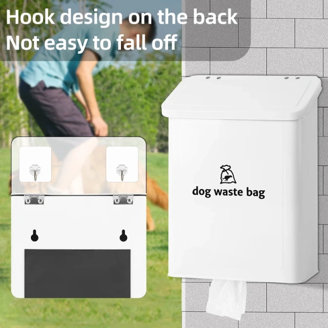 Magnetic Flip-Cover Pet Waste Bag Dispenser, Heavy Iron Dog Poop Bag Holder Box for Wall or Countertop, Classic Organizer for Cat Bags