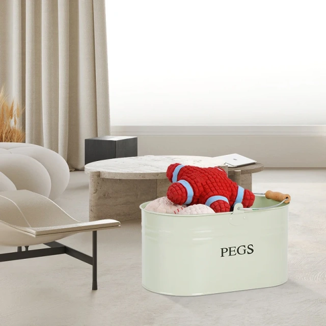 Factory Direct Dog Toy Storage Baskets for Any Room Cat Toys Box Galvanized Metal Pegs Bucket