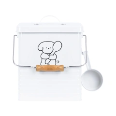 可爱猫砂储存罐带盖镀锌铁金属狗粮储存桶密封宠物食品容器