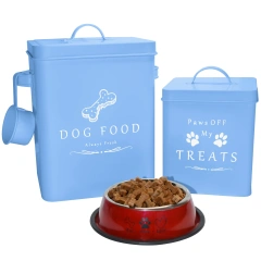 Farmhouse Metal Pet Storage Bin Dog Food Container and Dog Treat Container with Tight Lids