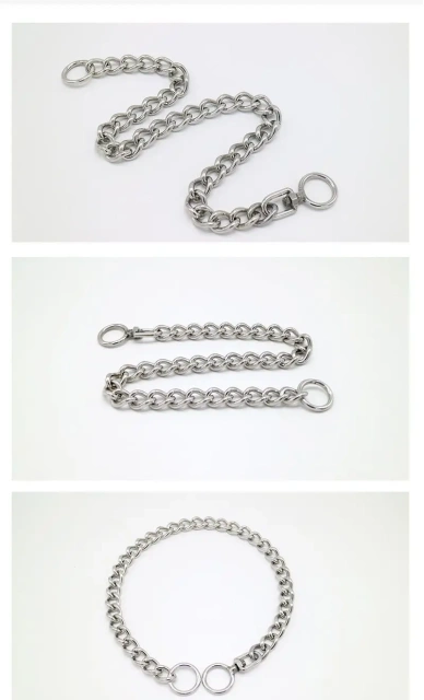 10.6MM/15MM/19MM Width Pet Collars Dog  Chain Stainless Steel P Chain  Rotating Buckle  Choke Dog Chain for Medium and Large Dog