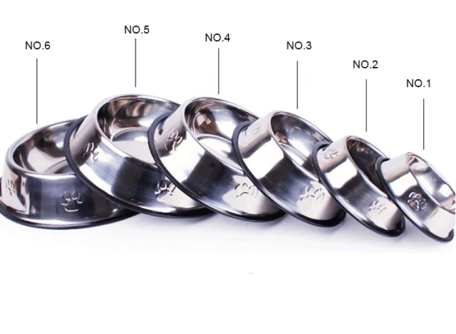 狗碗 不锈钢狗食水碗 大号/小号金属橡胶底猫碗 防滑宠物碗 16/18/22厘米