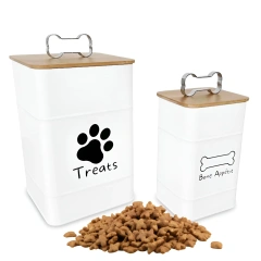 Dog Treat Container Airtight Bamboo Lid 2 Pack Farmhouse Large Treats Jar Dog Treat Jars for Kitchen Counter