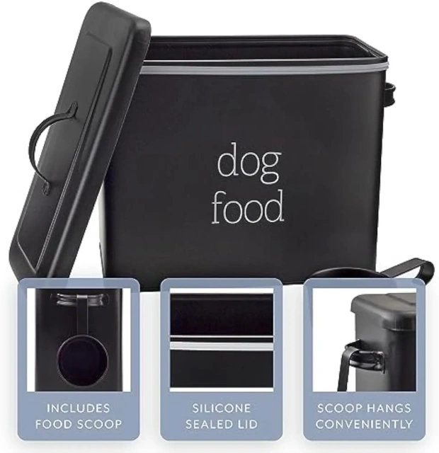 Retro Dog Food Canister Dog Food Storage Container Modern Farmhouse Style Storage Bin for Pet Food Cookie Canister Jar for Dogs