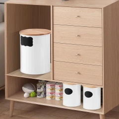 Galvanized Iron Farmer House Style with Sealed Wooden Lid and DIY Sticker  Dog Treat Jar  Canister Set