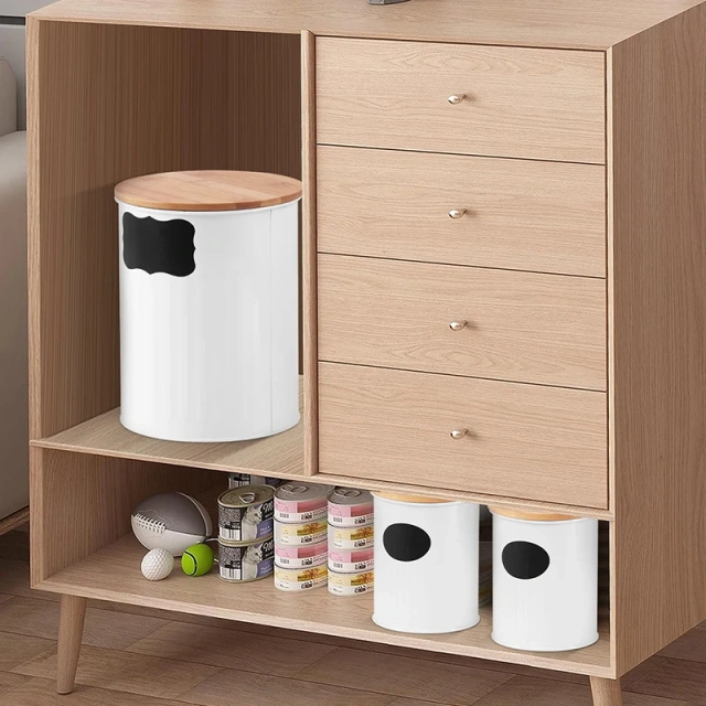 Galvanized Iron Farmer House Style with Sealed Wooden Lid and DIY Sticker  Dog Treat Jar  Canister Set