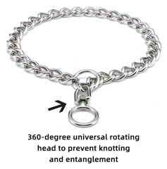 10.6MM/15MM/19MM Width Pet Collars Dog  Chain Stainless Steel P Chain  Rotating Buckle  Choke Dog Chain for Medium and Large Dog