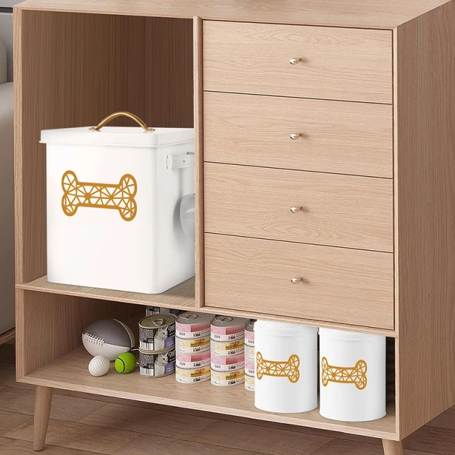 Factory Direct Sale  Set of Three Food Storage Tin Dog Treat Jar with Lid for Pet