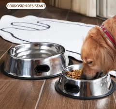 Factory Direct Stainless Steel Dog Bowl Open Hole Stainless Steel Pet Feeder  Stainless Steel Dog  Food Bowl
