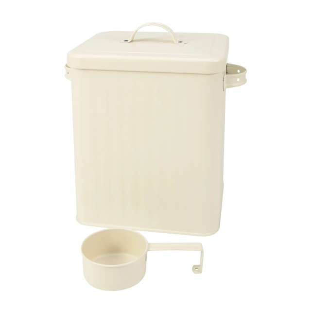 时尚带盖宠物食品桶密封储存容器金属宠物食品储存罐