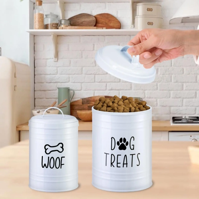狗零食容器密封狗零食罐两件套带盖农舍厨房储物容器