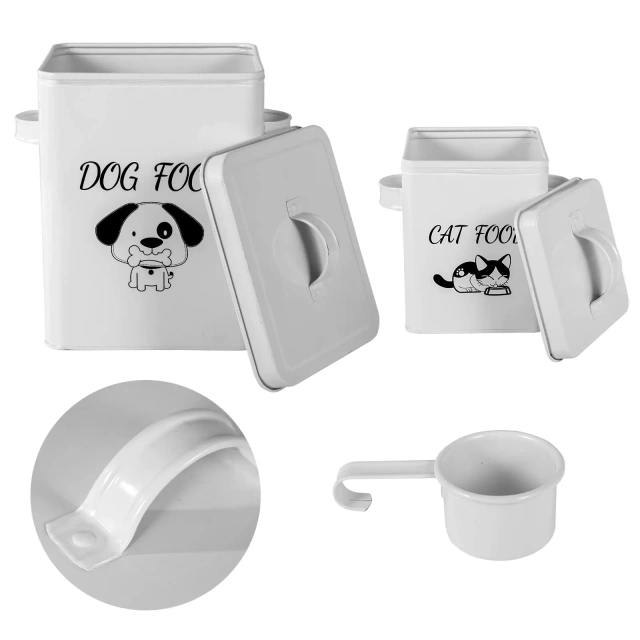 Farmhouse 2 Packs Metal Airtight Dog Treat Container with Handles and Serving Scoop