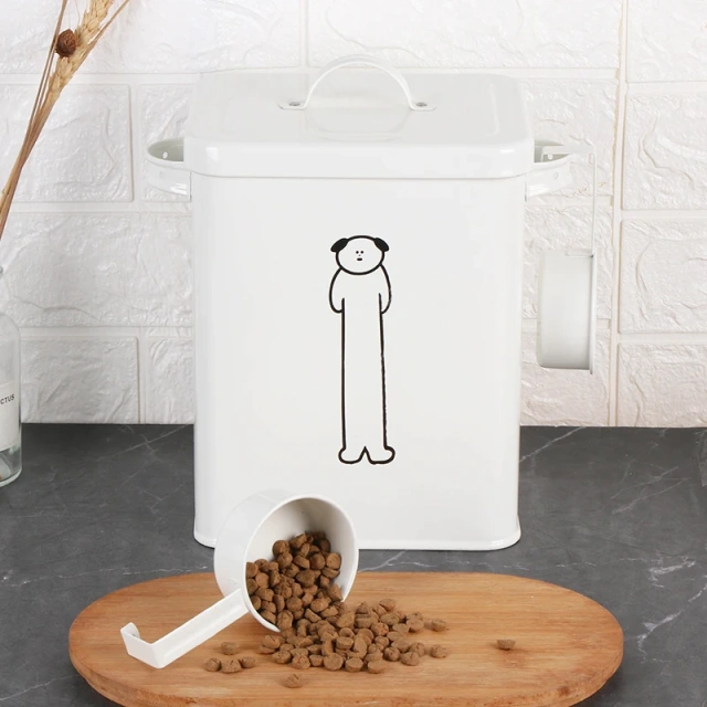 密封宠物食品储存桶金属储物盒狗粮容器罐头带勺