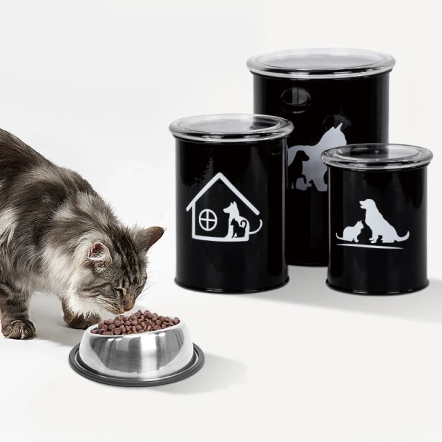 Set of 3  Airtight Kitchen Food Storage Container  Pet Treat Canister  Set with Plastic Lids