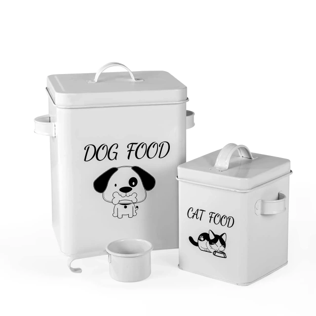Farmhouse 2 Packs Metal Airtight Dog Treat Container with Handles and Serving Scoop