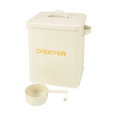 时尚带盖宠物食品桶密封储存容器金属宠物食品储存罐