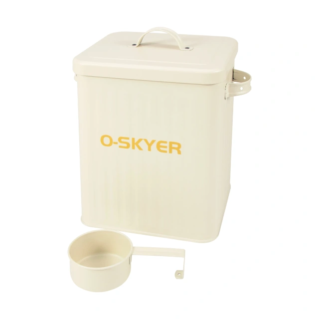 时尚带盖宠物食品桶密封储存容器金属宠物食品储存罐