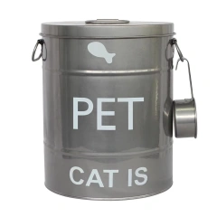 2025 金属宠物食品罐 金属狗粮储存容器 宠物食品容器 狗粮罐 带勺