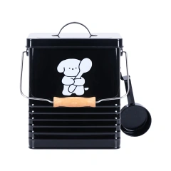 可爱猫砂储存罐带盖镀锌铁金属狗粮储存桶密封宠物食品容器