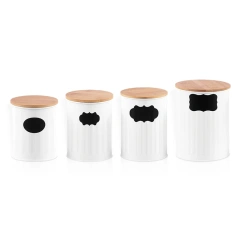 Galvanized Iron Farmer House Style with Sealed Wooden Lid and DIY Sticker  Dog Treat Jar  Canister Set