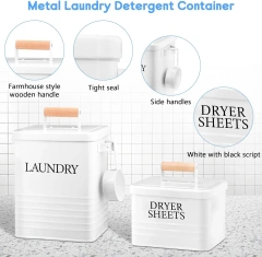2Pcs Laundry Pod Container with Dryer Sheet Holder Farmhouse Laundry Room Decor Organization and Storage Detergent Container Box